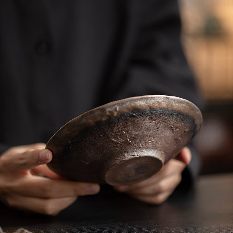 Hand-gilt old rock mud "Teapot Stand(壶承)" and "Pot(壶)"