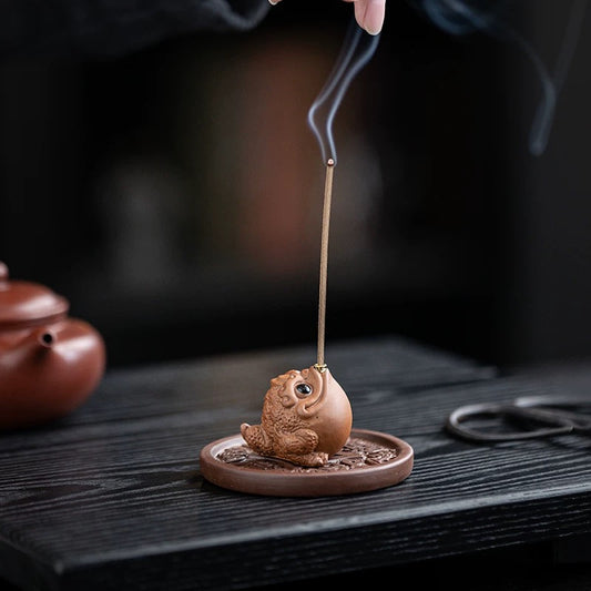Zisha Toad Incense Holder with Tray