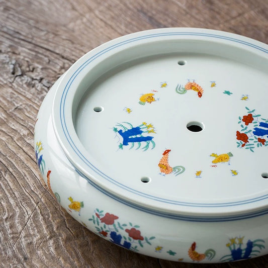 Inspired Doucai “Chicken Cup” Tea Tray Set