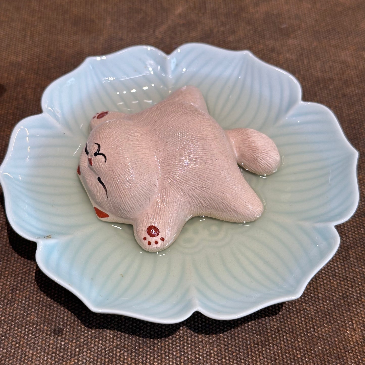 Lying-Flat Cat Tea Pet  (Have been blessed)